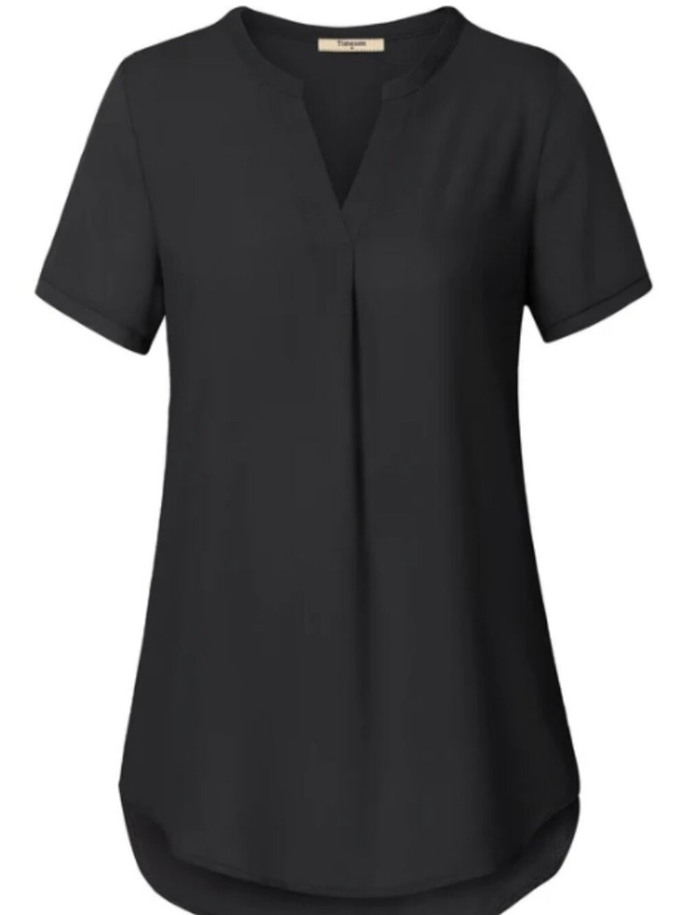 Timeson Black Classic Short Sleeve Chiffon Shirt Sz XL
